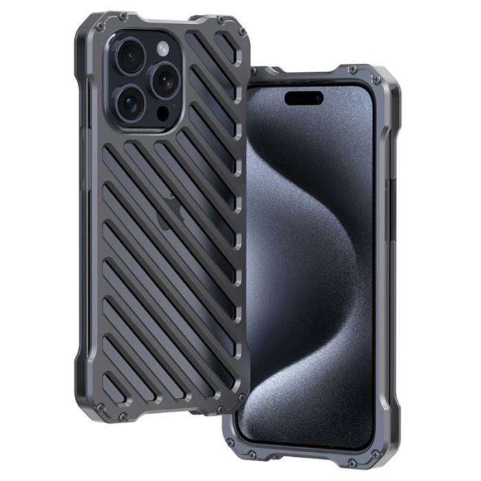 R-JUST - R-JUST RJ-50 iPhone 15 Pro Max Skal Aluminium Legering Svart