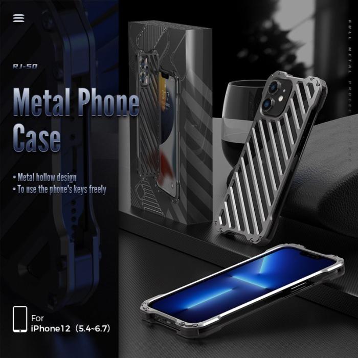R-JUST - R-JUST RJ-50 Skal i Aluminium för iPhone 12, Anti-scratch, Svart