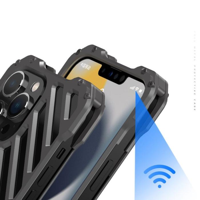 R-JUST - R-JUST RJ-50 Skal i Aluminium för iPhone 14 Pro Max, Svart