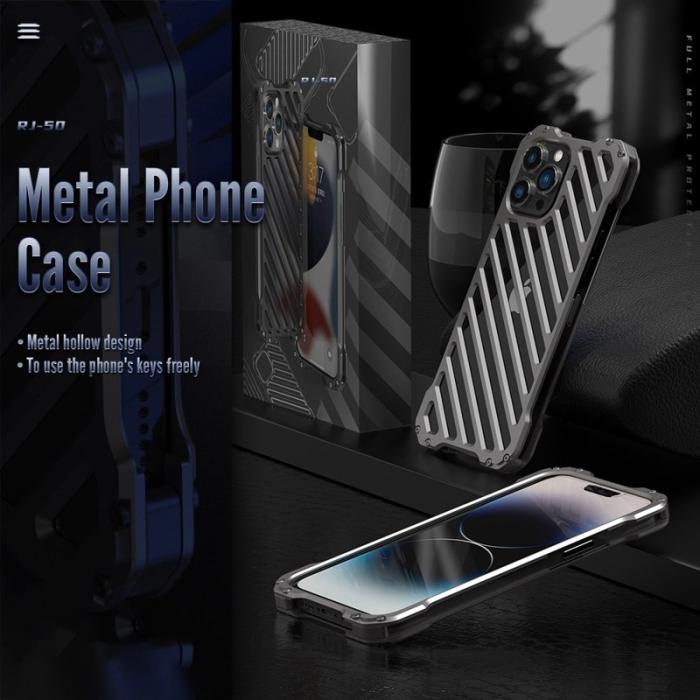 R-JUST - R-JUST RJ-50 Skal i Aluminium för iPhone 14 Pro Max, Svart