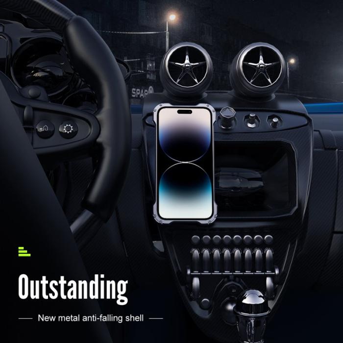 R-JUST - R-JUST RJ-51 iPhone 14 Pro Max Skal Kolfiber + Aluminium Svart