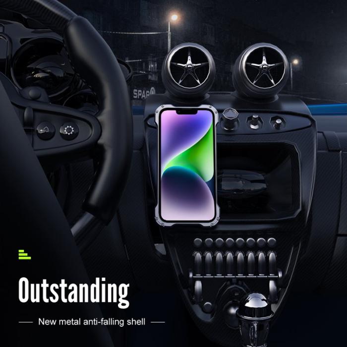 R-JUST - R-JUST RJ-51 iPhone 14 Skal Kolfiber PC + Aluminium Alloy Svart