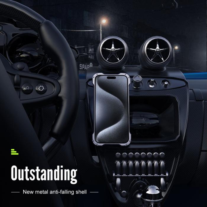 R-JUST - R-JUST RJ-51 iPhone 15 Pro Max Skal PC + Aluminium Alloy Svart