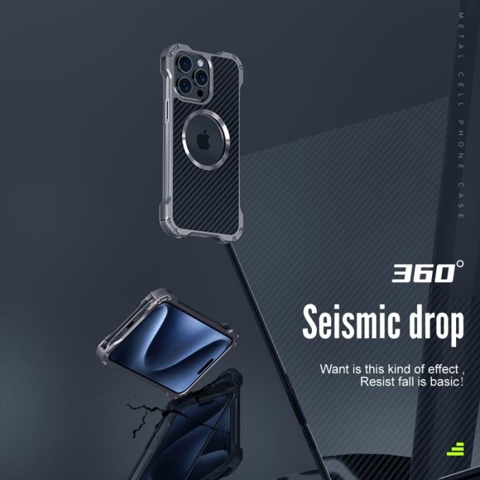 R-JUST - R-JUST RJ-51 iPhone 15 Pro Max Skal PC + Aluminium Alloy Svart