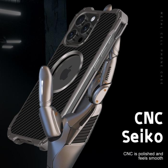 R-JUST - R-JUST RJ-51 iPhone 15 Pro Max Skal PC + Aluminium Alloy Svart