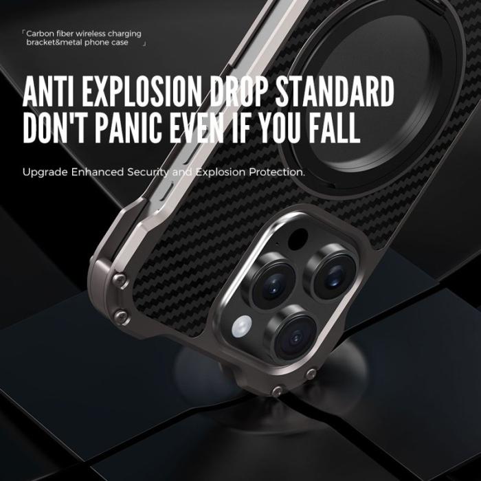 R-JUST - R-JUST RJ-51 iPhone 15 Pro Skal Aluminium Legering Svart