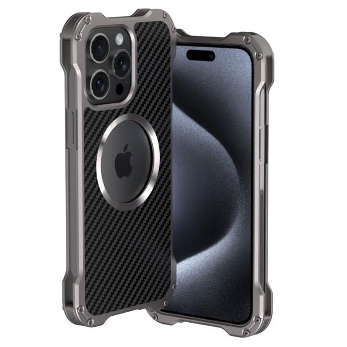 R-JUST - R-JUST RJ-51 iPhone 15 Pro Skal PC+Aluminium Legering Svart
