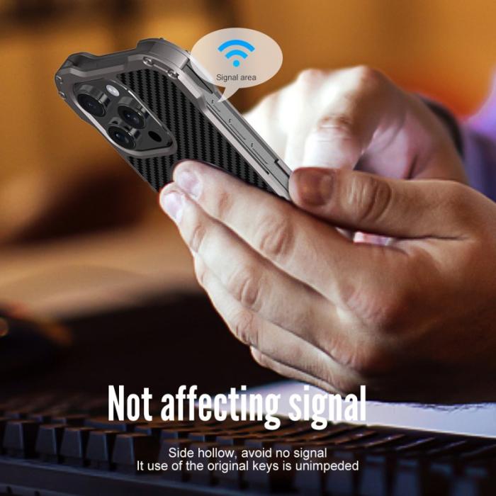 R-JUST - R-JUST RJ-51 iPhone 15 Pro Skal PC+Aluminium Legering Svart