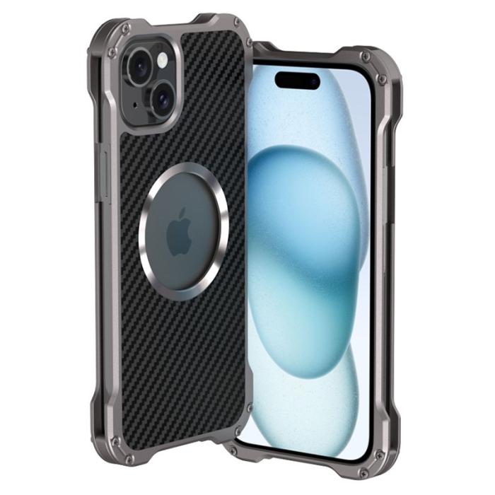 R-JUST - R-JUST RJ-51 iPhone 15 Skal PC + Aluminium Legering Svart