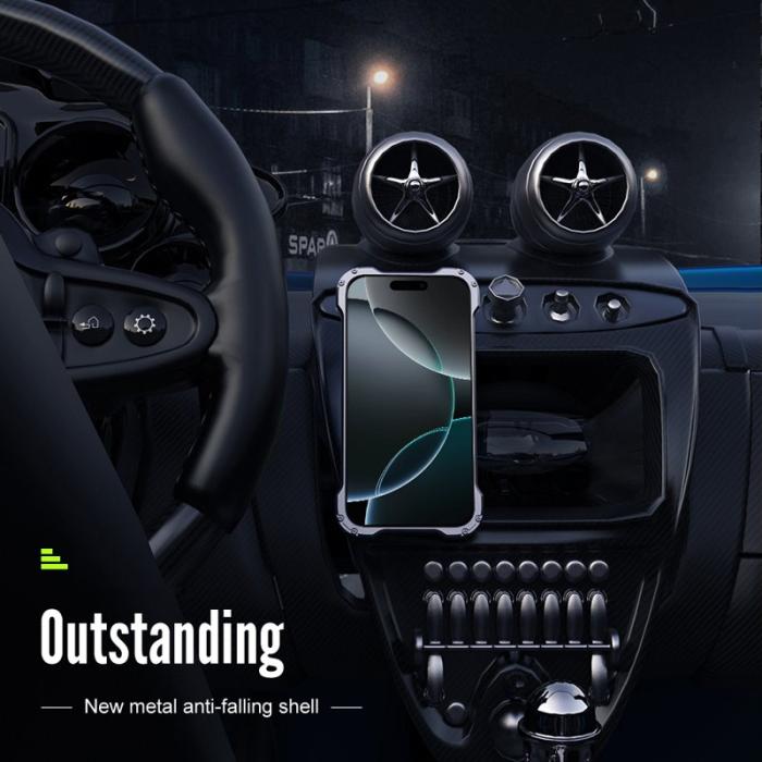 R-JUST - R-JUST RJ-51 iPhone 16 Pro Max Skal MagSafe PC + Aluminium Grå