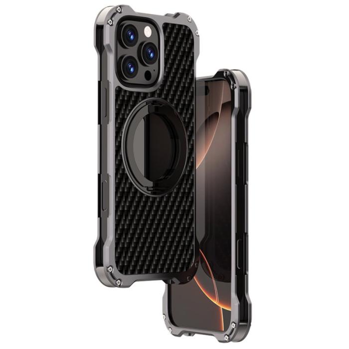 R-JUST - R-JUST RJ-51 iPhone 16 Pro Skal MagSafe Kickstand PC + Aluminium Grå