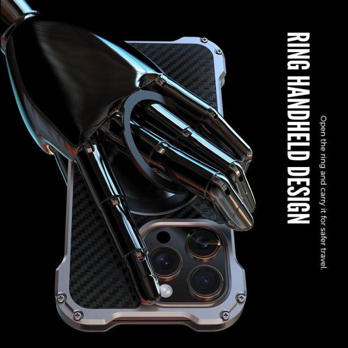 R-JUST - R-JUST RJ-51 iPhone 16 Pro Skal MagSafe Kickstand PC + Aluminium Grå