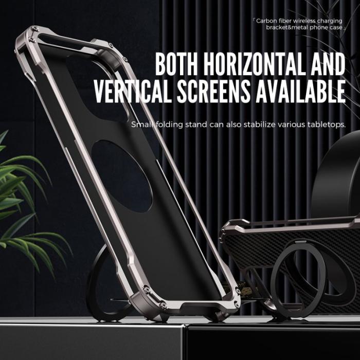 R-JUST - R-JUST RJ-51 iPhone 16 Pro Skal MagSafe Kickstand PC + Aluminium Grå