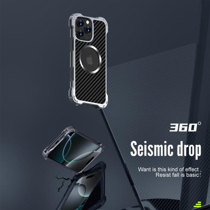 R-JUST - R-JUST RJ-51 iPhone 16 Pro Skal MagSafe PC + Aluminium Alloy Svart