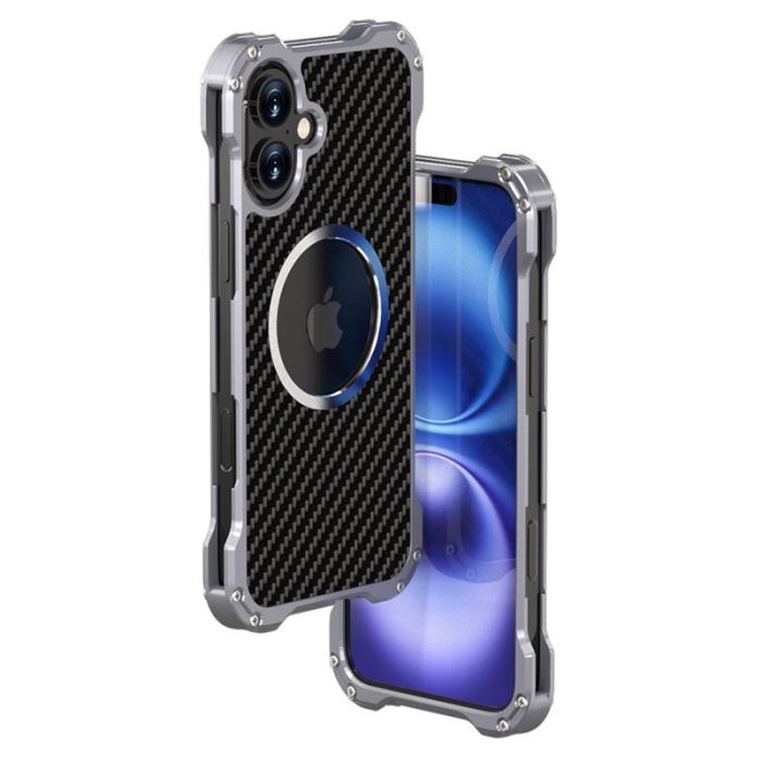 R-JUST - R-JUST RJ-51 Skal för iPhone 16 Plus MagSafe PC + Aluminium Svart