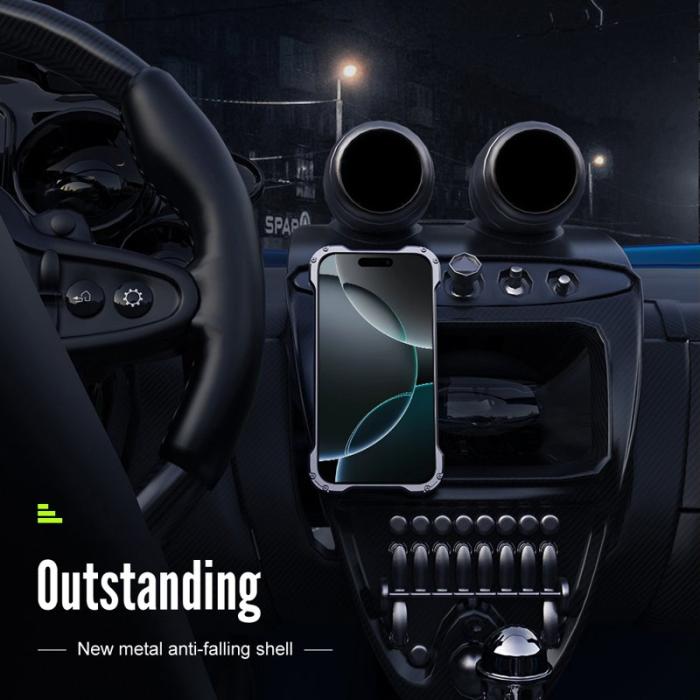 R-JUST - R-JUST RJ-51 Skal för iPhone 16 Plus MagSafe PC + Aluminium Svart