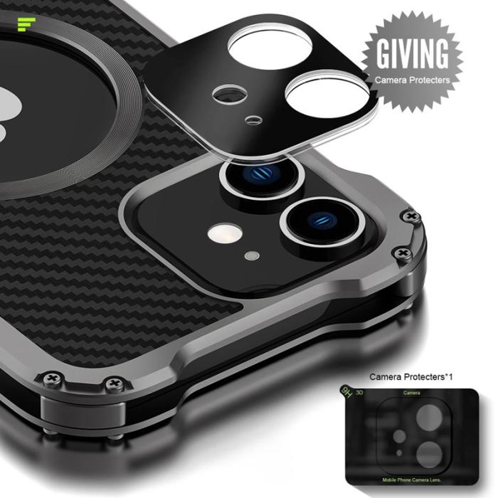 R-JUST - R-JUST RJ-51 Skal i Kolfiber och Aluminium för iPhone 12 Pro Max