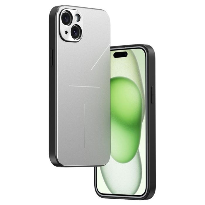 R-JUST - R-JUST RJ-52 iPhone 15 Plus Skal Aluminium + TPU Stötabsorberande Silver