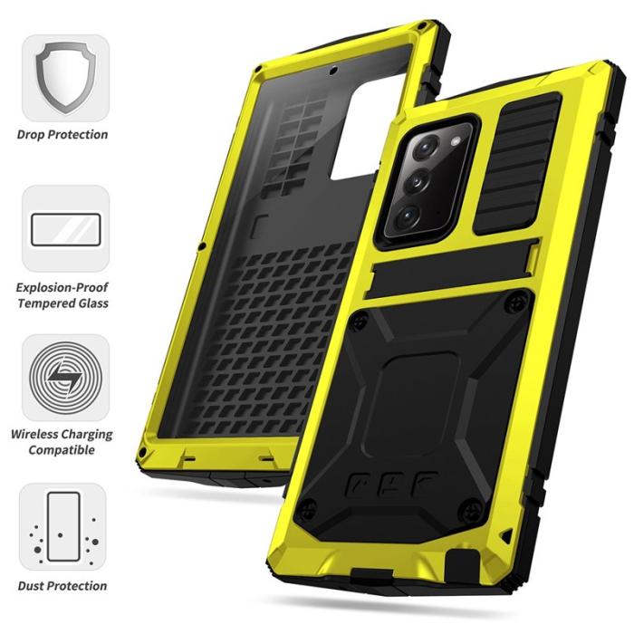 R-JUST - R-JUST Galaxy Note20 Skal Metall + Silikon + PC Gul