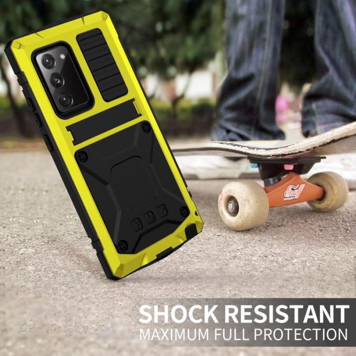 R-JUST - R-JUST Galaxy Note20 Skal Metall + Silikon + PC Gul