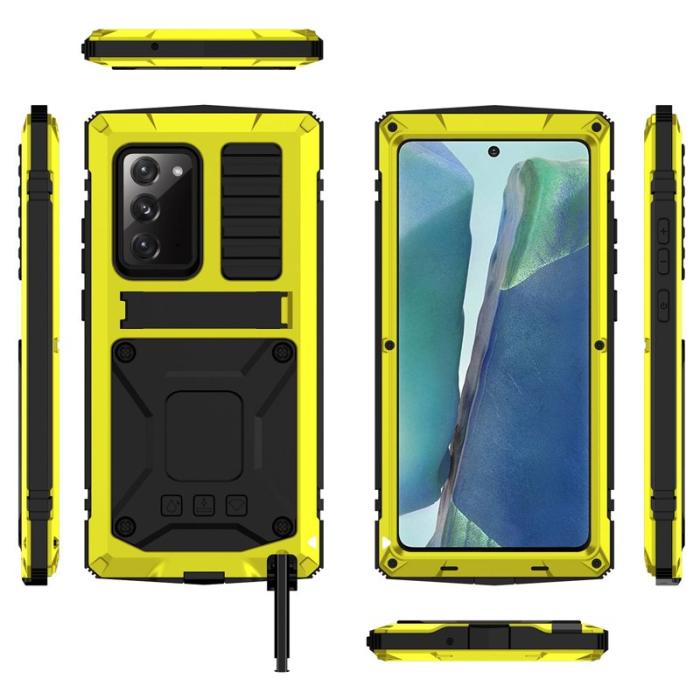R-JUST - R-JUST Galaxy Note20 Skal Metall + Silikon + PC Gul