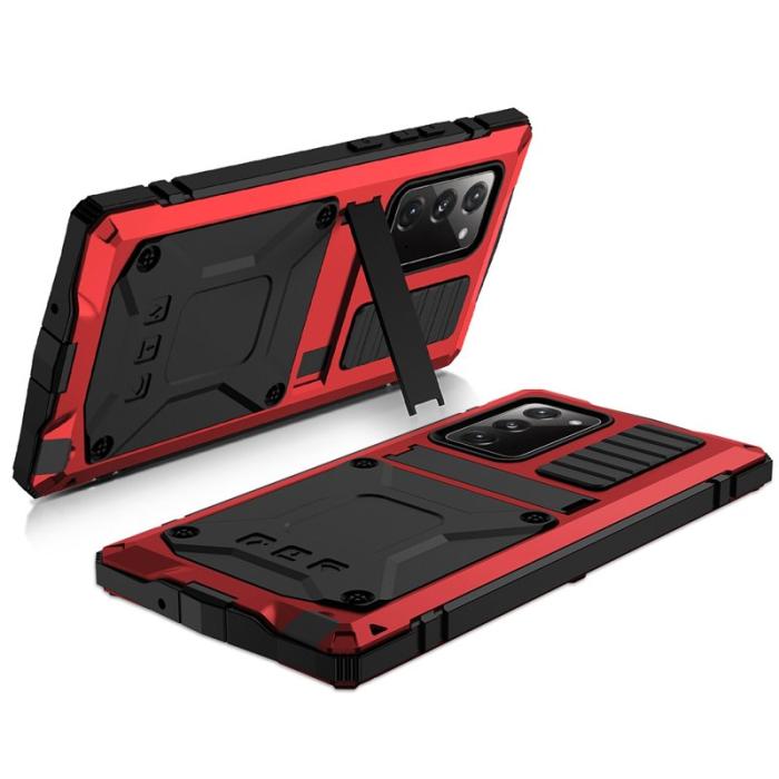 R-JUST - R-JUST Galaxy Note20 Skal Metall + Silikon + PC Röd