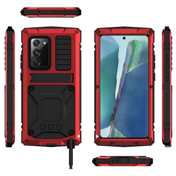 R-JUST - R-JUST Galaxy Note20 Skal Metall + Silikon + PC Röd