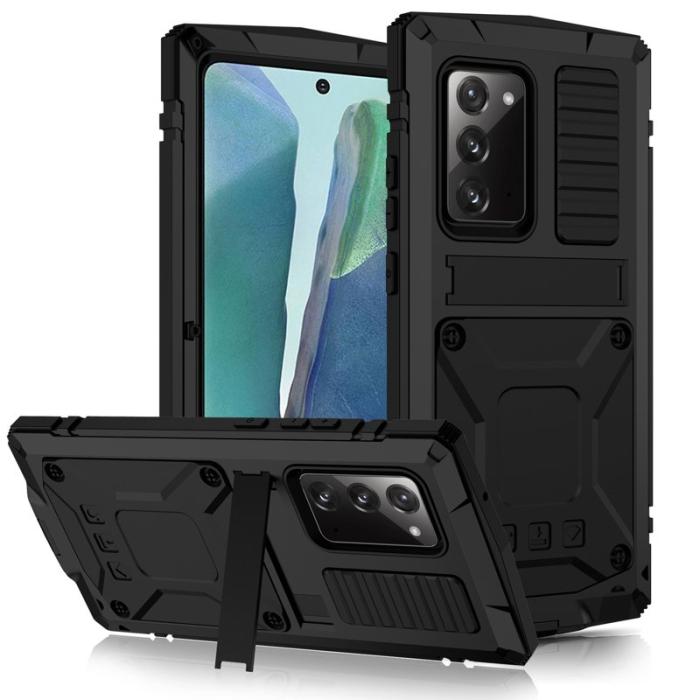 R-JUST - R-JUST Galaxy Note20 Skal Metall + Silikon + PC Svart