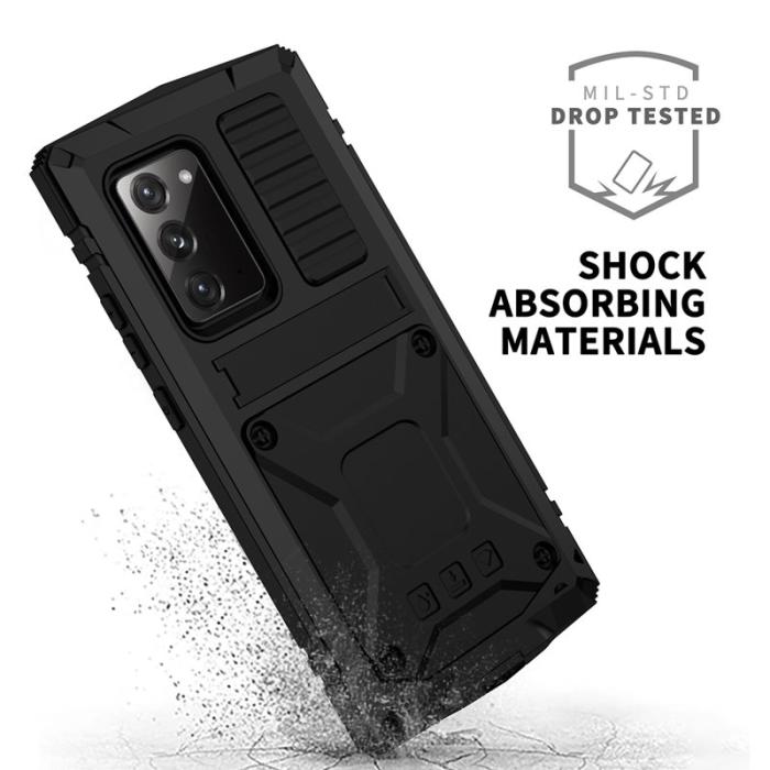 R-JUST - R-JUST Galaxy Note20 Skal Metall + Silikon + PC Svart