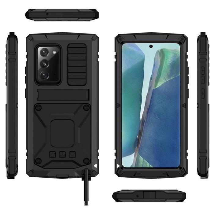 R-JUST - R-JUST Galaxy Note20 Skal Metall + Silikon + PC Svart
