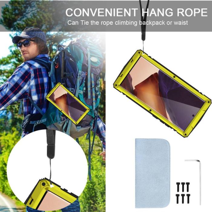 R-JUST - R-JUST Galaxy Note20 Ultra Skal Metall Silikon PC Gul