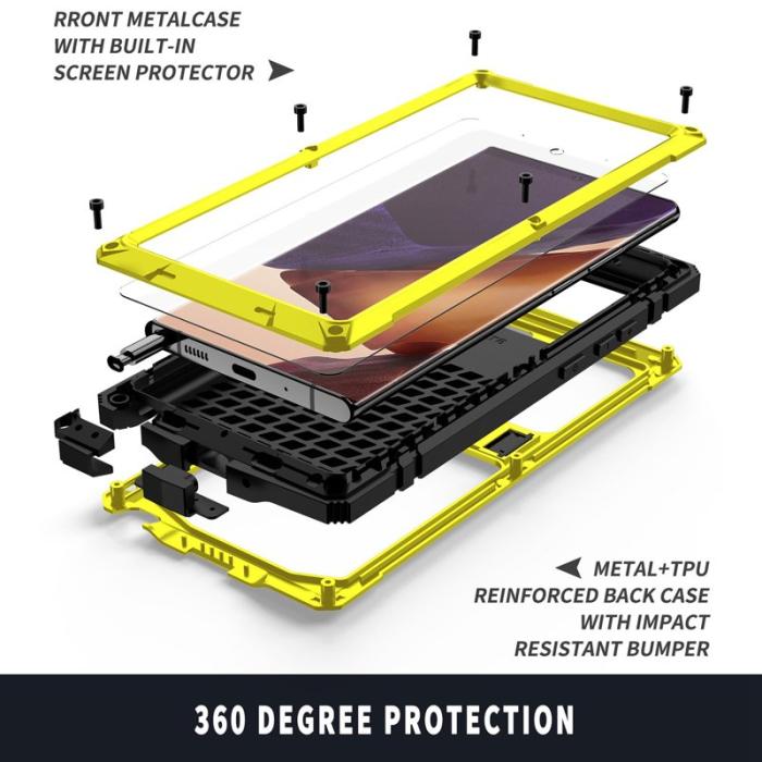 R-JUST - R-JUST Galaxy Note20 Ultra Skal Metall Silikon PC Gul