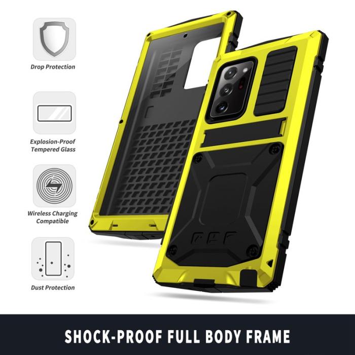 R-JUST - R-JUST Galaxy Note20 Ultra Skal Metall Silikon PC Gul