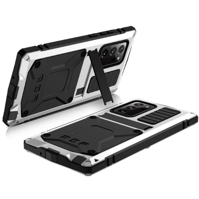 R-JUST - R-JUST Galaxy Note20 Ultra Skal Metall Silikon PC Silver