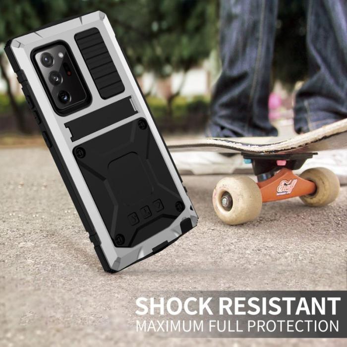 R-JUST - R-JUST Galaxy Note20 Ultra Skal Metall Silikon PC Silver