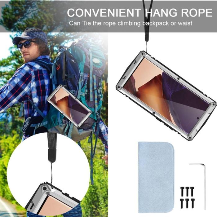 R-JUST - R-JUST Galaxy Note20 Ultra Skal Metall Silikon PC Silver