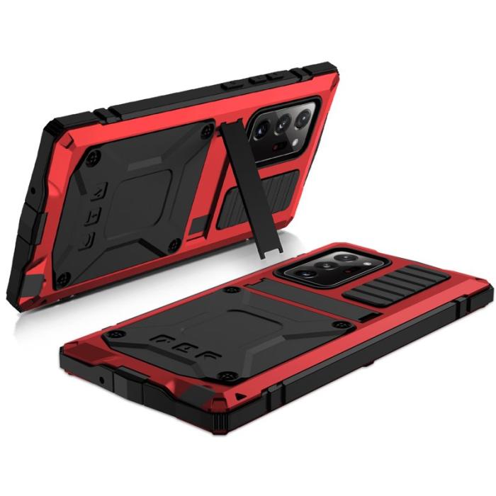 R-JUST - R-JUST Galaxy Note20 Ultra Skal Metall Silikon Röd