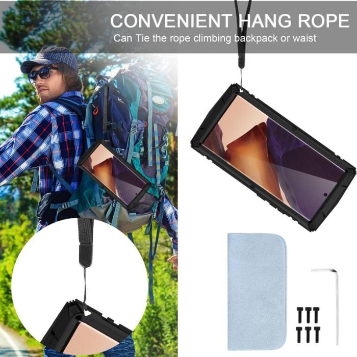 R-JUST - R-JUST Galaxy Note20 Ultra Skal Metall Silikon Svart