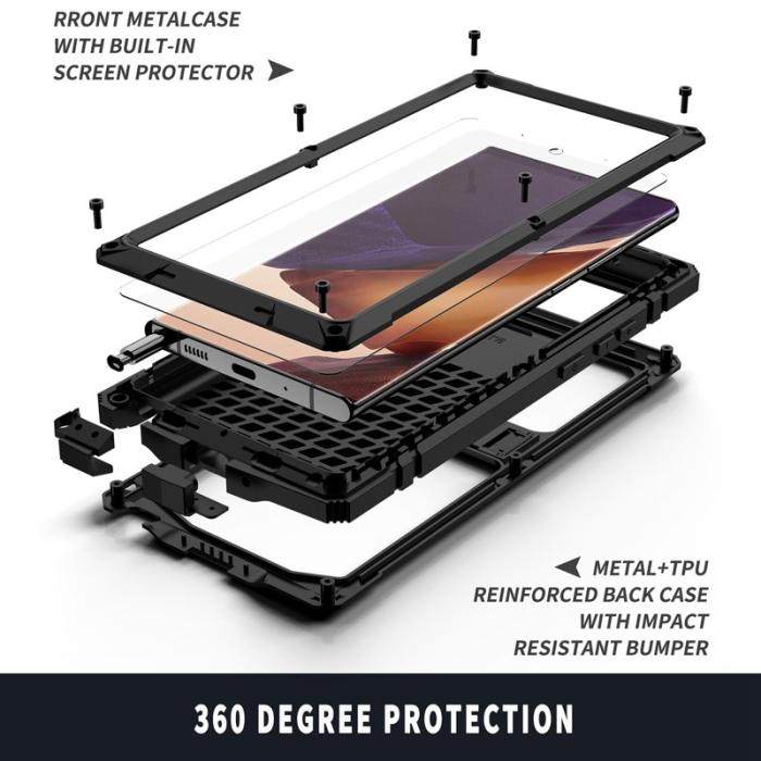R-JUST - R-JUST Galaxy Note20 Ultra Skal Metall Silikon Svart