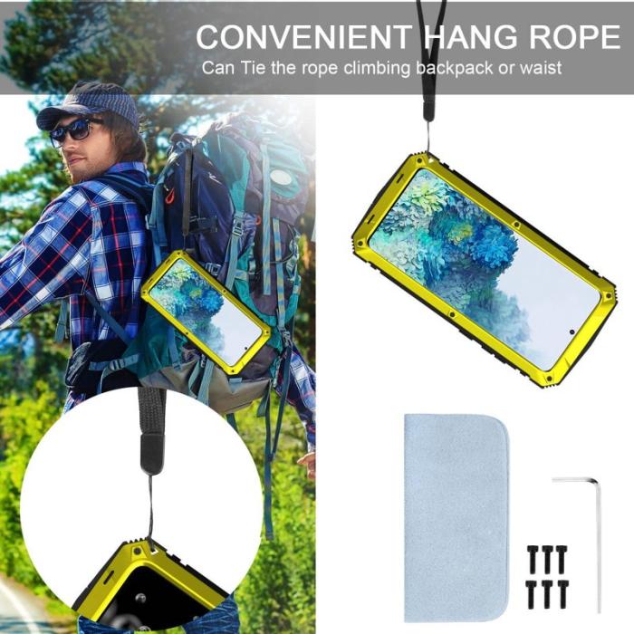 R-JUST - R-JUST Galaxy S20 Plus Skal Metall Silikon PC Gul