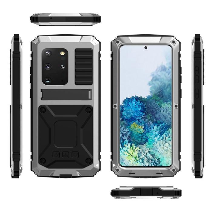 R-JUST - R-JUST Galaxy S20 Plus Skal Metall Silikon PC Silver