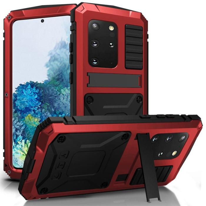 R-JUST - R-JUST Galaxy S20 Plus Skal Metall Silikon Röd