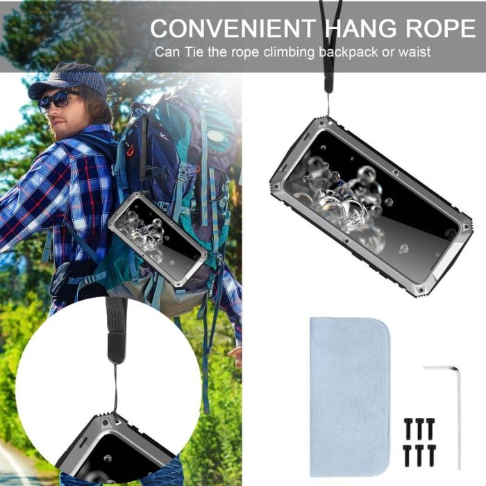 R-JUST - R-JUST Galaxy S20 Ultra Skal Metall Silikon PC Silver