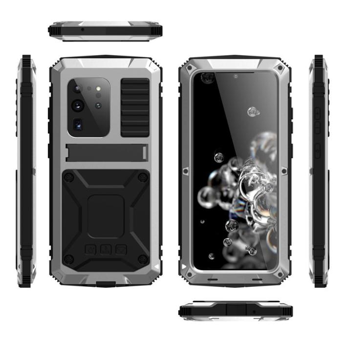 R-JUST - R-JUST Galaxy S20 Ultra Skal Metall Silikon PC Silver