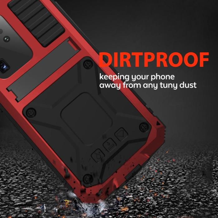 R-JUST - R-JUST Galaxy S20 Ultra Skal Metall Silikon Röd