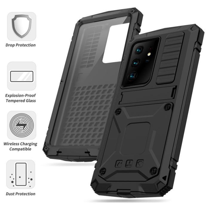 R-JUST - R-JUST Galaxy S21 Ultra 5G Skal TPU+Metal Svart