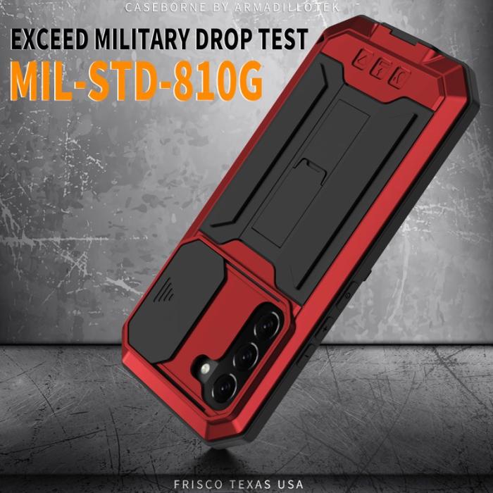 R-JUST - R-JUST Galaxy S22 5G Skal Metall+Silicone Röd