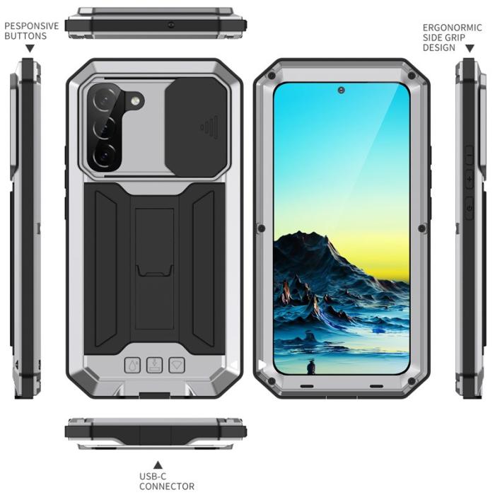 R-JUST - R-JUST Galaxy S22 5G Skal Metall+Silicone Silver