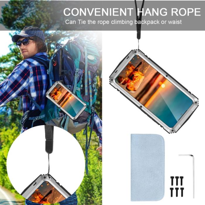 R-JUST - R-JUST Galaxy S22 5G Skal Vattentålig Silver Tempererat Glas