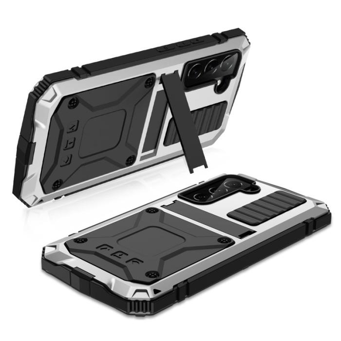 R-JUST - R-JUST Galaxy S22 5G Skal Vattentålig Silver Tempererat Glas